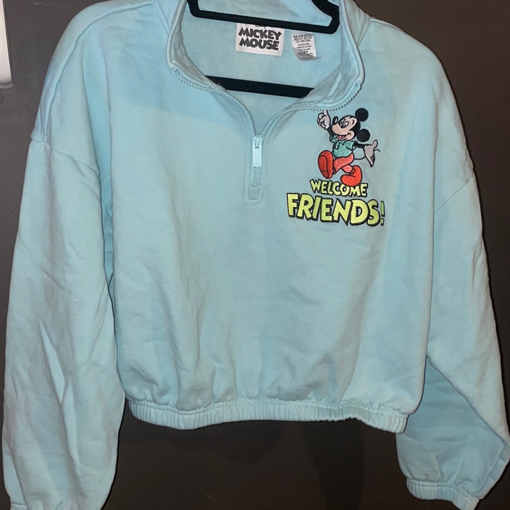 Cropped Mickey Friends Half Zip Sweatshirt